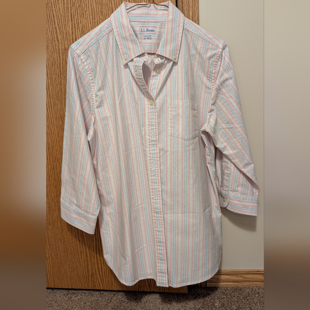 L.L. Bean Striped Shirt Pink/Light Blue